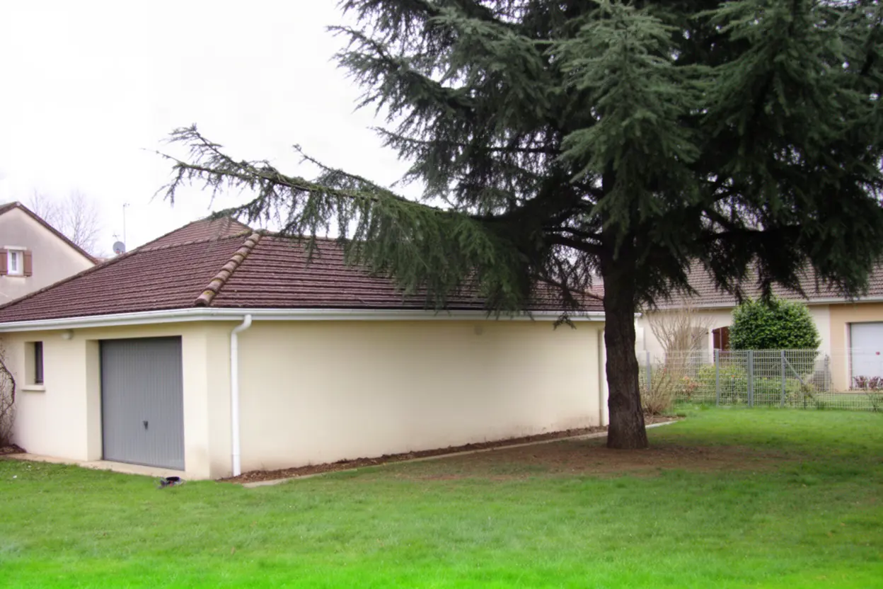Cèdre surplombant un garage avant taille à Panazol